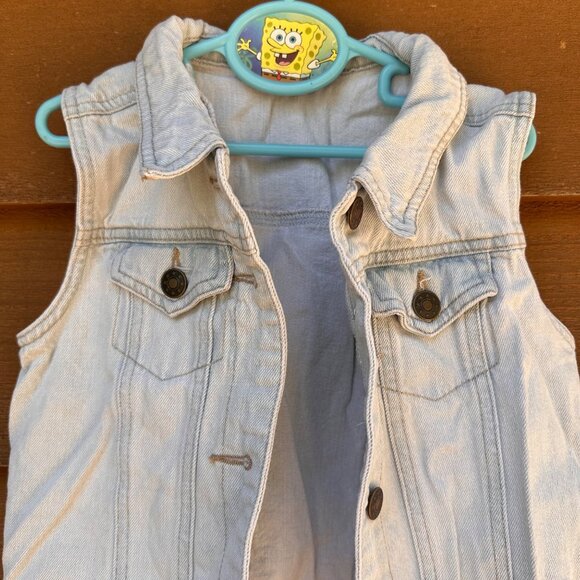Fabkids Light Blue Denim Jean Vest Girls XL 100% Cotton Sleeveless Button-Front - Picture 5 of 8